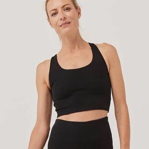 Pact Organic On The Go-To Rib Crop Tank Black, Small, EUC